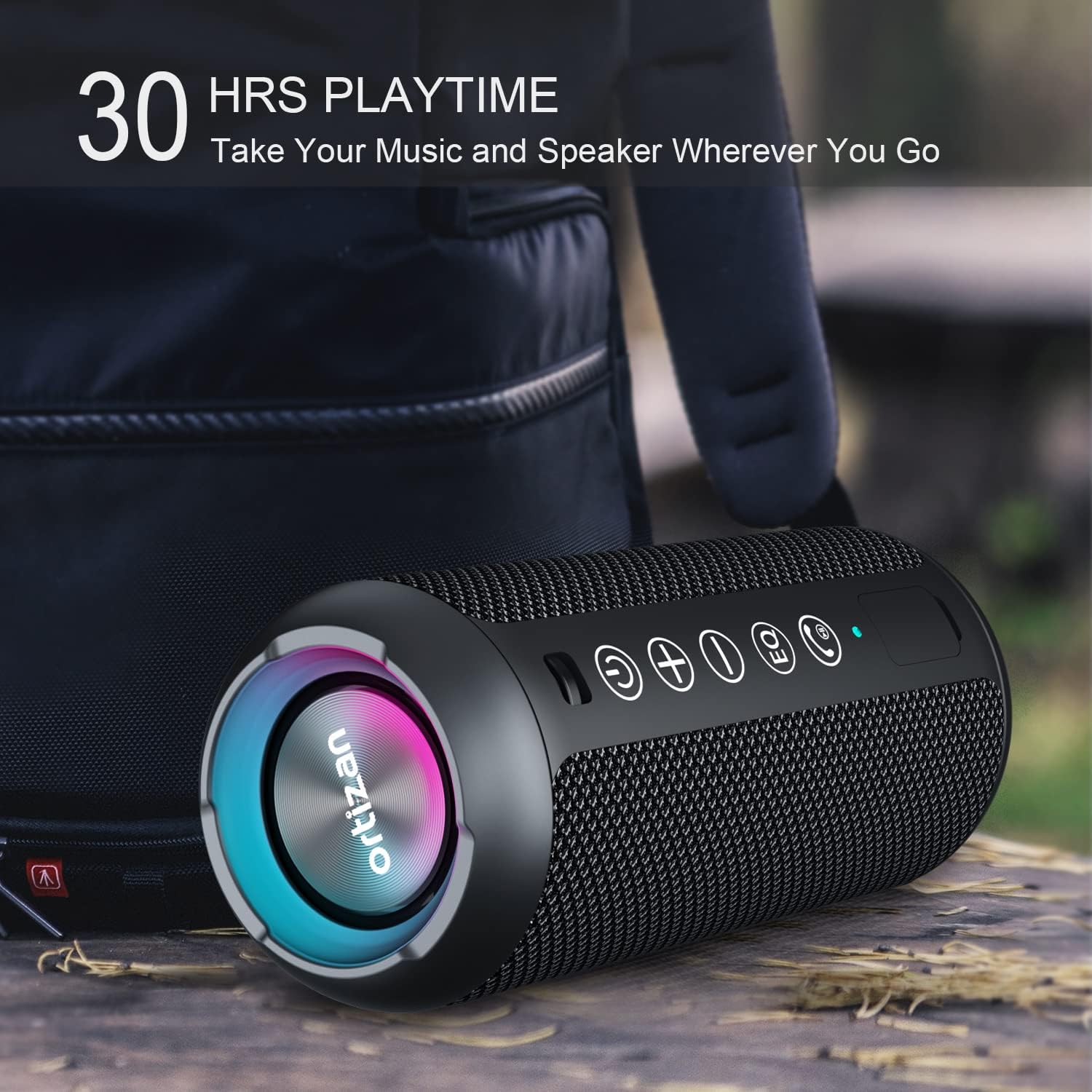 Ortizan X10 Portable Bluetooth Speaker (1st Gen), IPX7 Waterproof, Wireless | Big Sound and Deep Bass, TWS Pairing, 30Hrs of Playtime, for Home/Party/Outdoor/Beach, Birthday Gifts for Men Women - Black - Image 4